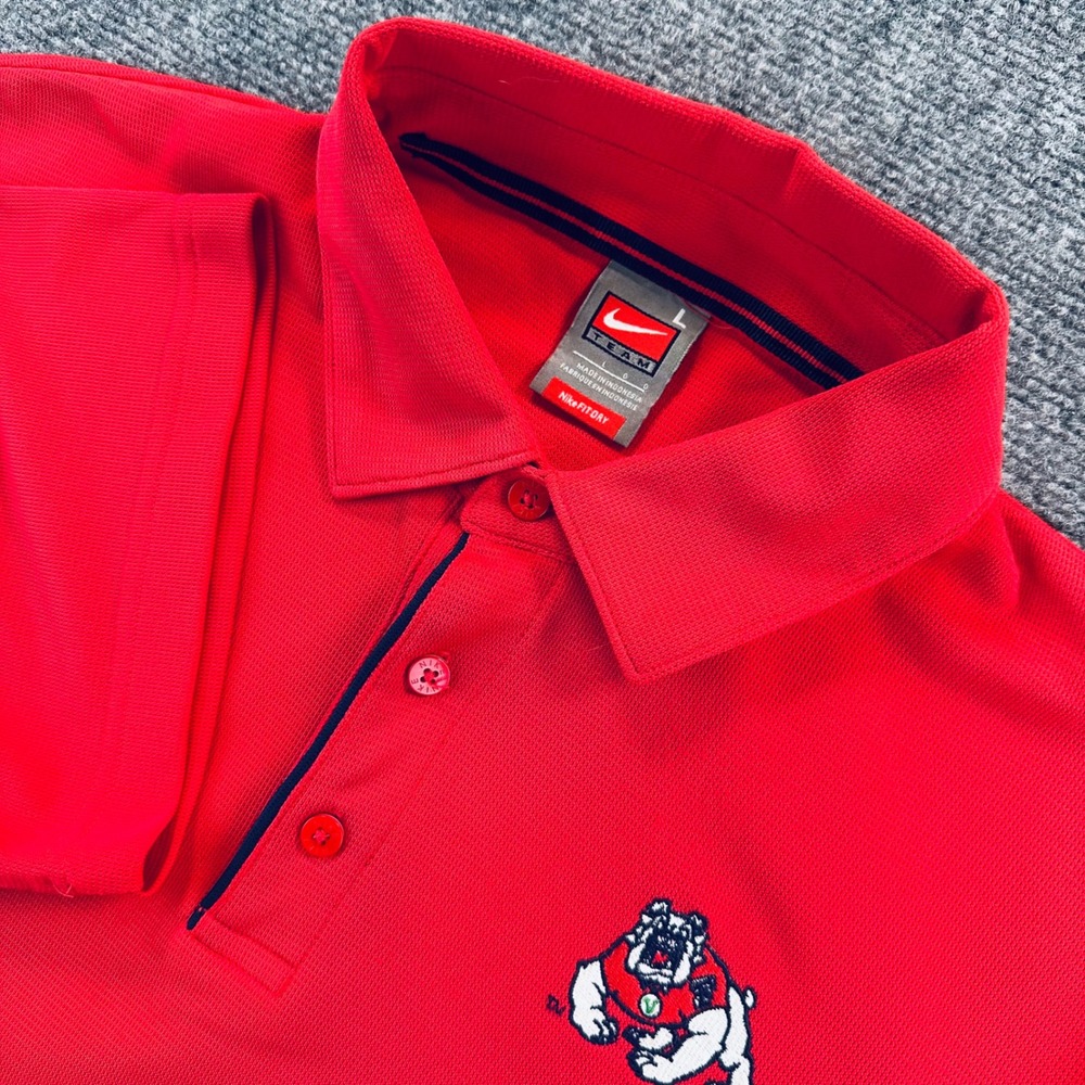 VTG Nike Fresno State Bulldogs Polo Shirt Mens Large Red Nike Fit Dry Golf 1990s
